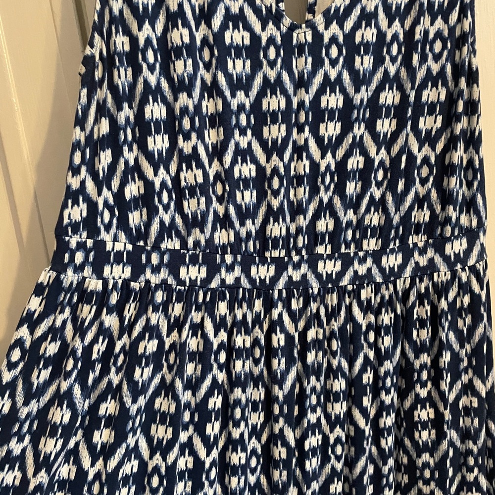Navy and White Patterned Maxi dress